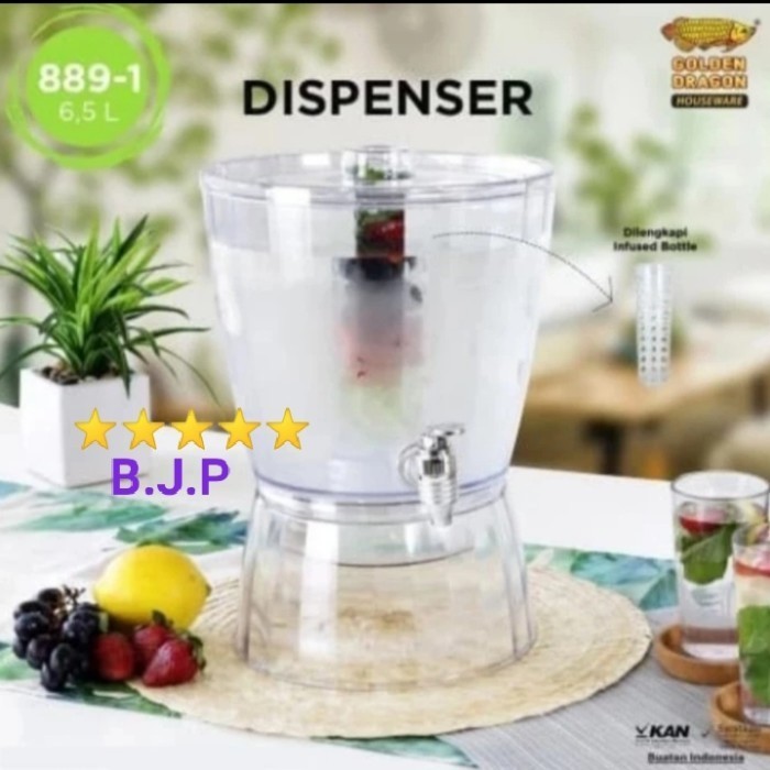 Dispenser +Infused 6,5 Liter / Wadah Minuman Galon Golden Dragon 889-1