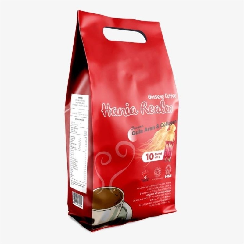 

Realco Ginseng Coffee Hni Hpai Minuman Serbuk Kopi Dengan Kandungan Gula Aren, Krimer. Kolagen dan Ginseng - ASN01