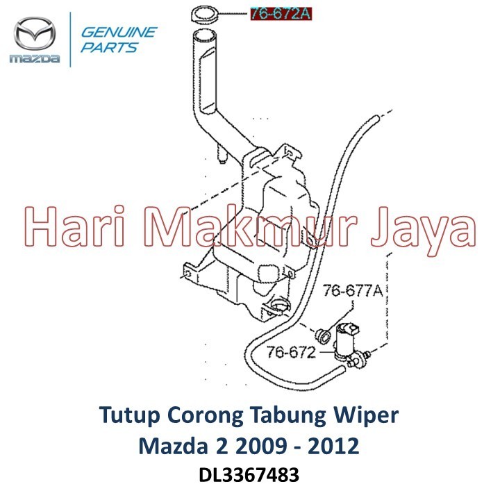 Tutup Tabung tangki tank air wiper MAZDA 2 Mazda 2 2009 2010 2011 2012 cap tank washer original genu