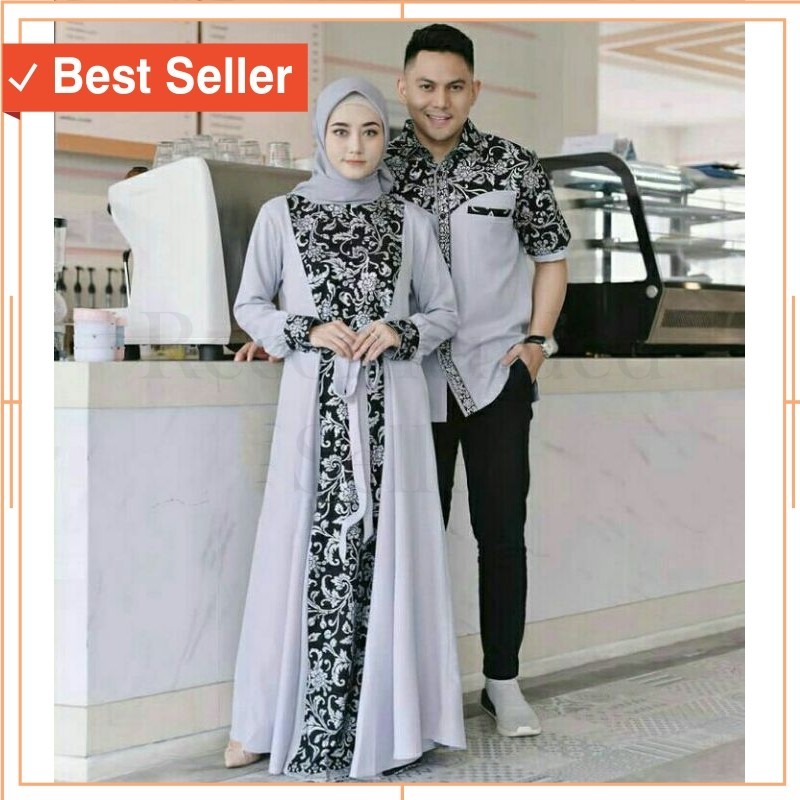 Batik Couple Murah lebaran / Couple keluarga syari muslimah dress gamis couple baju couple pasangan 