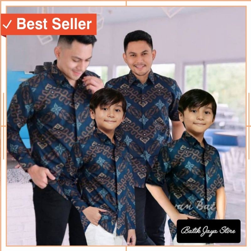 Batik Couple Murah lebaran / TERBARU Couple sweet | Batik ZigZag Biru | couple batik ayah dan Batik 