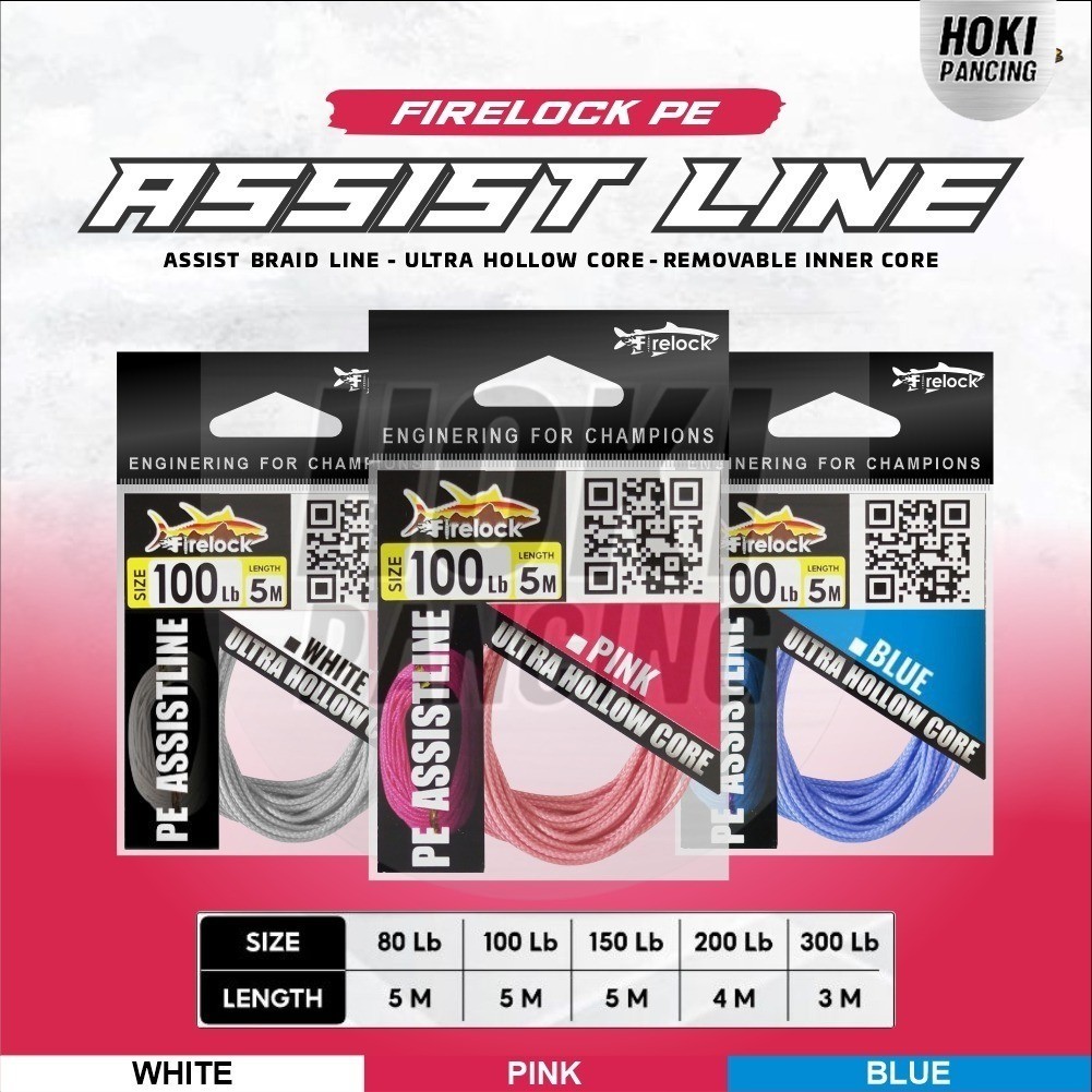 Firelock Kevlar Assist Line Ultra Hollow Benang Kevlar Pengikat Assist 100 150 200 300 lb | ARAMIT K