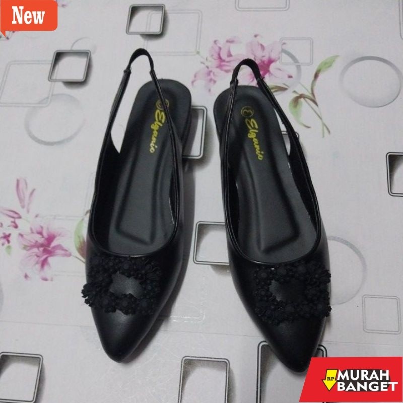 Sepatu buat lebaran- spansus wanita tali belakang karet ph 3 cm,,,