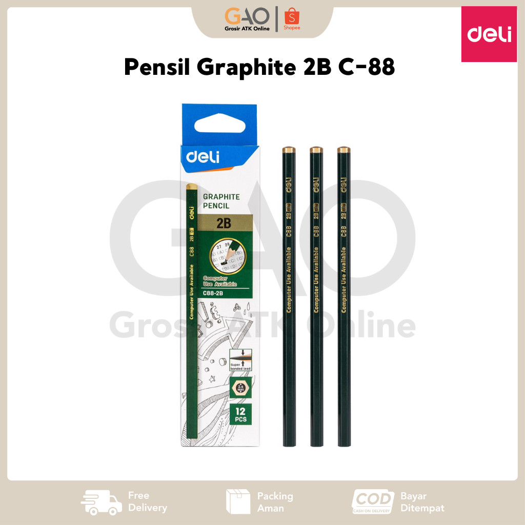 

Pensil Graphite 2B Deli C-88 Pensil Ujian Komputer (1Pack Isi 12Pcs)