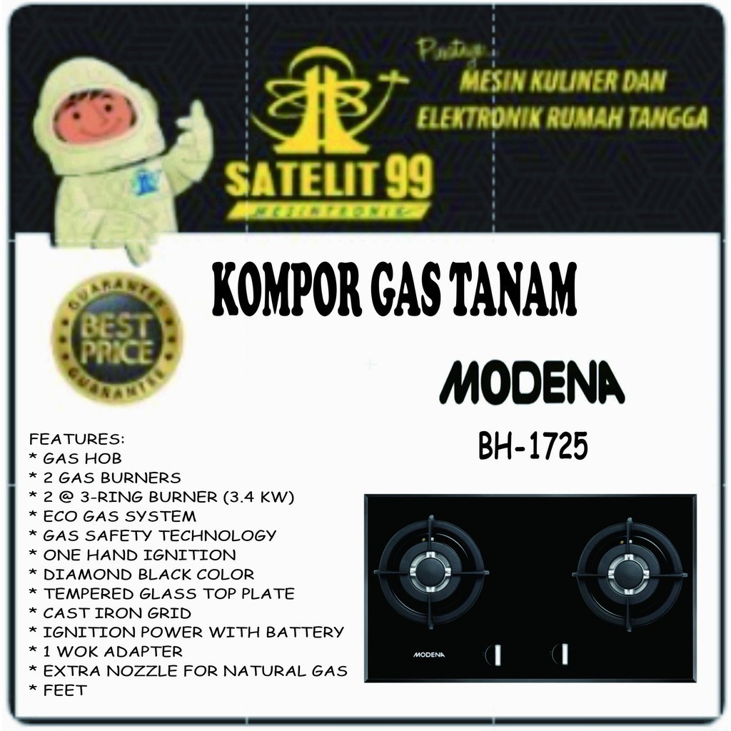 Kompor Gas Tanam 2 Tungku MODENA BH-1725