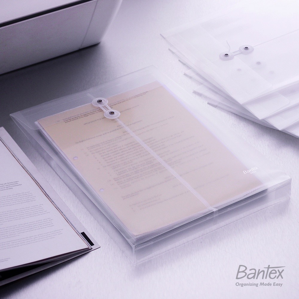 

[Stationery Spectrum] Map Plastik Tali Bantex Folio F4 Trendy String Envelope Portrait 3223 08G Transparent