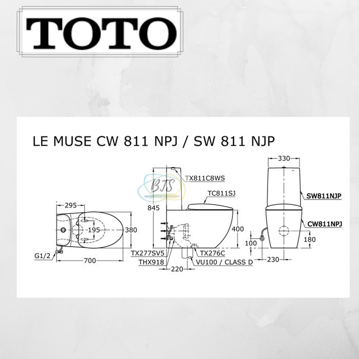 Kloset/Closet TOTO CW811NPJ/SW811NJP/CW 811 NPJ/CW811 NPJ/CW811J/CW811 - S-TRAP