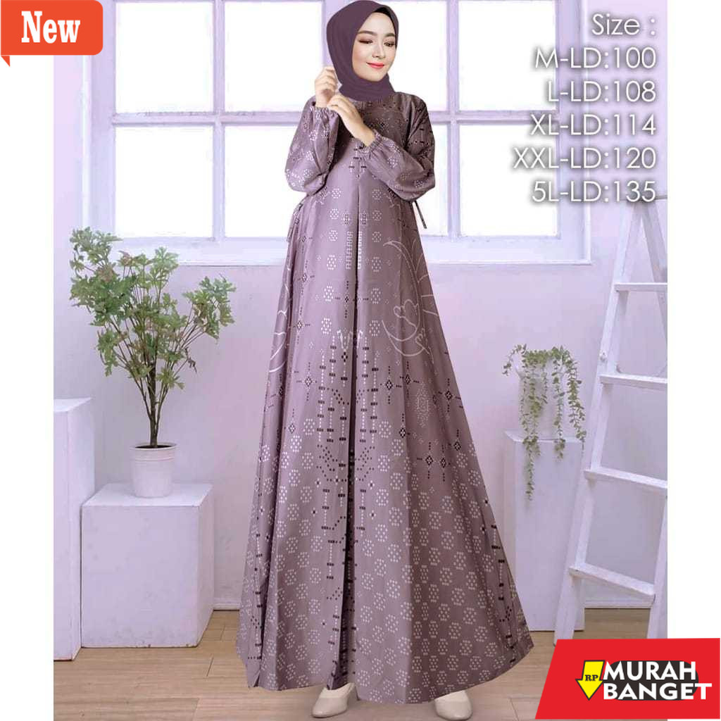 Gamis wanita untuk lebaran- (COD) Gamis Makmara Silk Premium Motif Terlaris Dress Busui Freandly // 