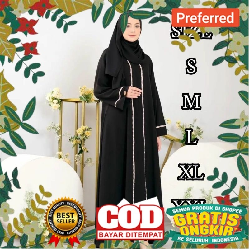 Gamis ABAYA HITAM Wanita Kekinian New Model Kekinian Terbaru 2021-2022 Lebaran kombi S M L XL XXL Ga