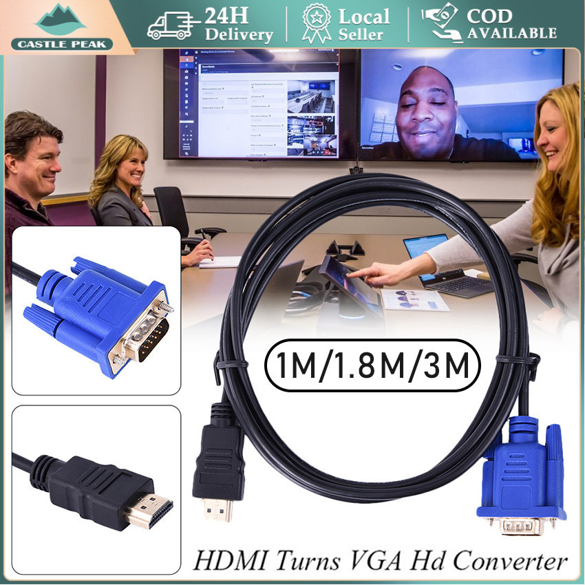 CONVERTER HDMI TO VGA 3m - KABEL HDMI TO VGA - HDMI male to VGA male - 3M Hitam