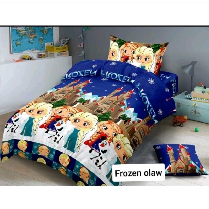 Bedcover Set Anak Perempuan Motif FROZEN / MERMAID Lengkap Selimut & Sprei Set Ukuran Single / Queen