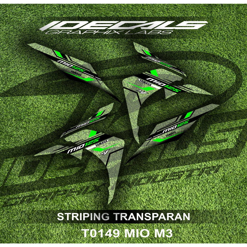 

t0149 sticker striping transparan motor mio m3 simple bebas custom desain motorcicle