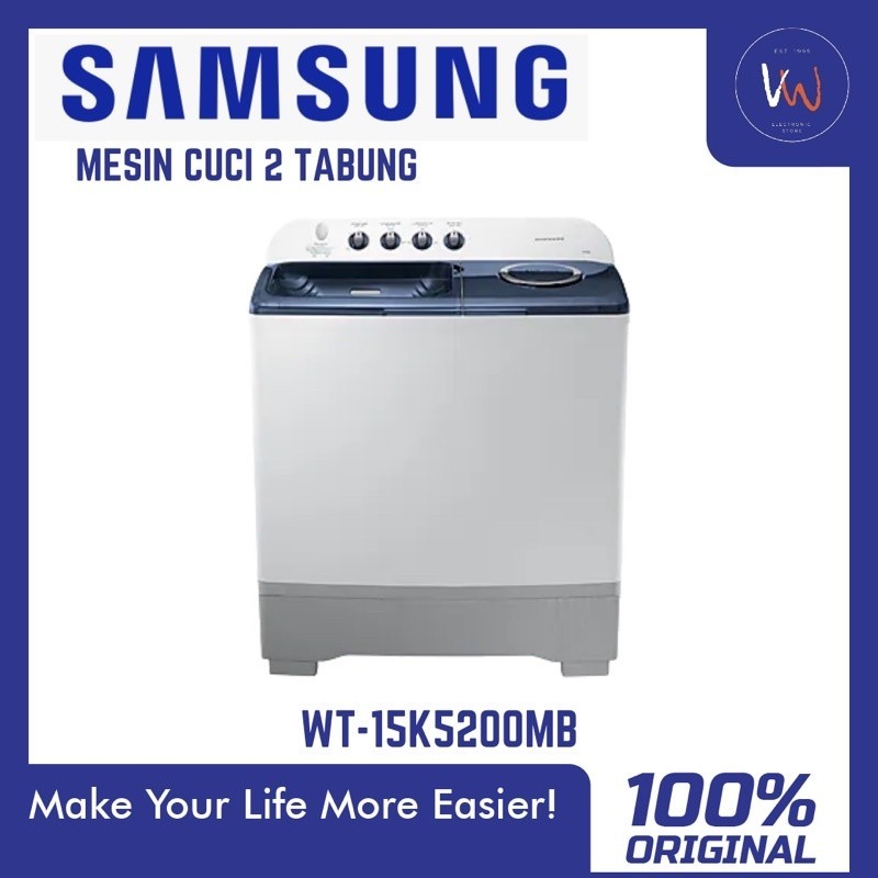 Mesin Cuci 2 Tabung Samsung WT-15K5200MB / Mesin Cuci Laundry / Mesin Cuci Kapasitas Jumbo