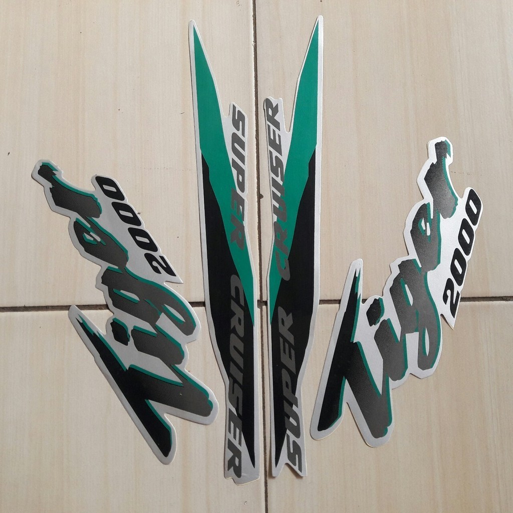 sticker striping motor Tiger 2000 silver hijau