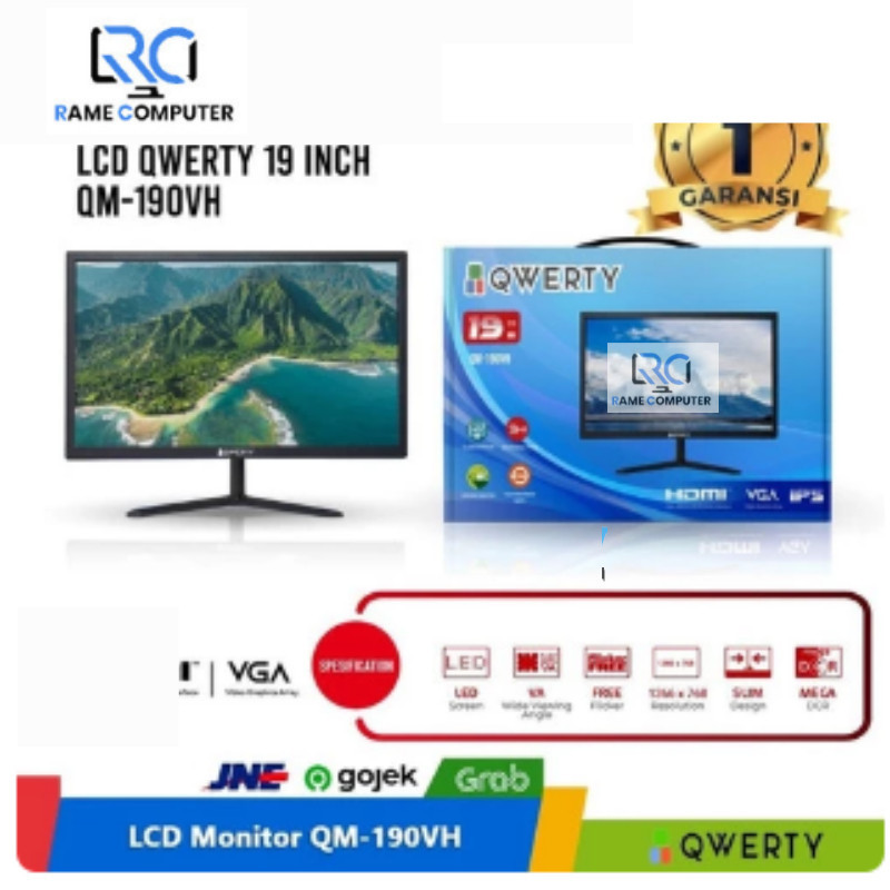 LED Monitor QWERTY 19 inch QM 190VH HDMI VGA IPS