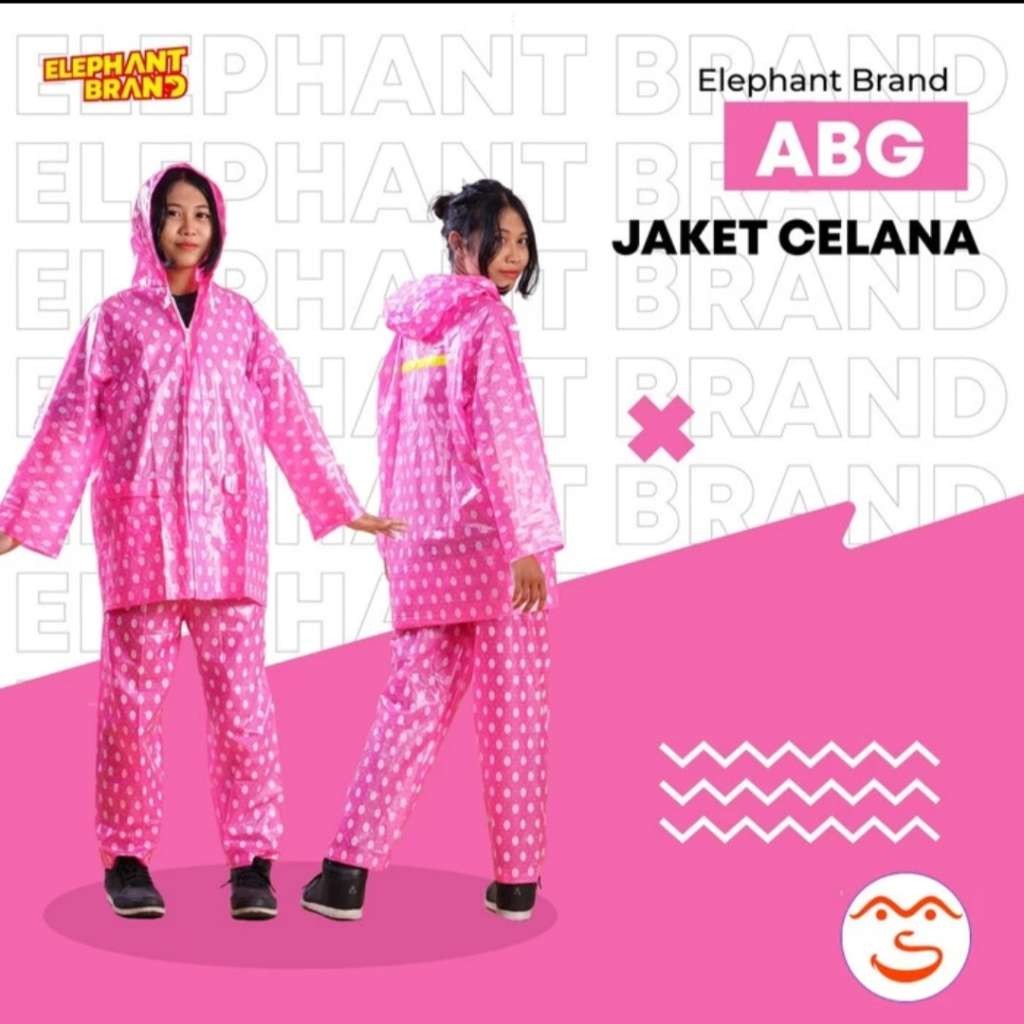 Jas hujan setelan jaket celana remaja abg elephant polkadot