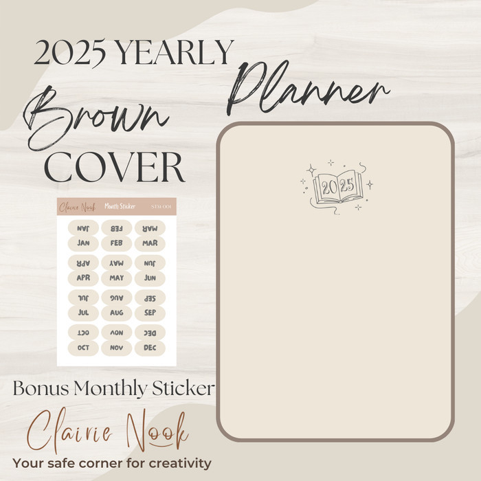 

ANDMA Clairie Nook Yearly Planner 2025 / Jurnal / Journal / Diary Planner - Cokelat