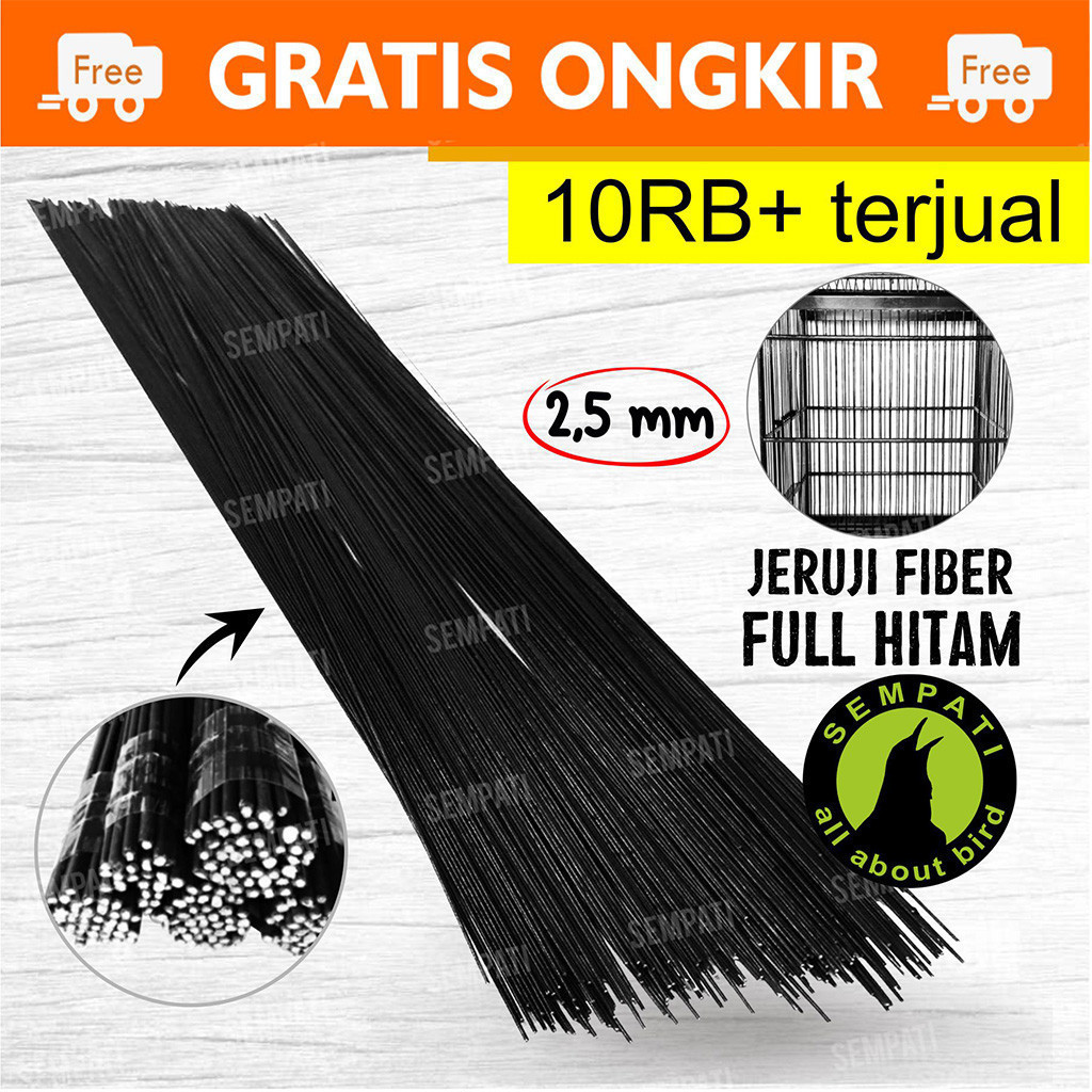 SEMPATI RUJI JERUJI FIBER 2.5MM 60 CM RUJI/JERUJI FIBER HITAM SANGKAR KANDANG BURUNG MERPATI KOTAK L