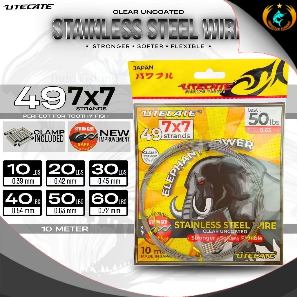 Utecate Stell Wire (Seling 7x7) Super Lentur Seperti Senar Neklin Clear Uncoated Stainless Steel Ind