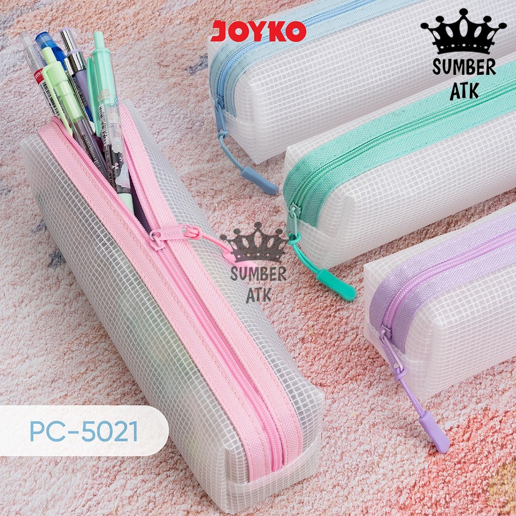 

Kotak Tempat Pensil Pencil Case Joyko PC-5021 Pastel Color Mesh Material