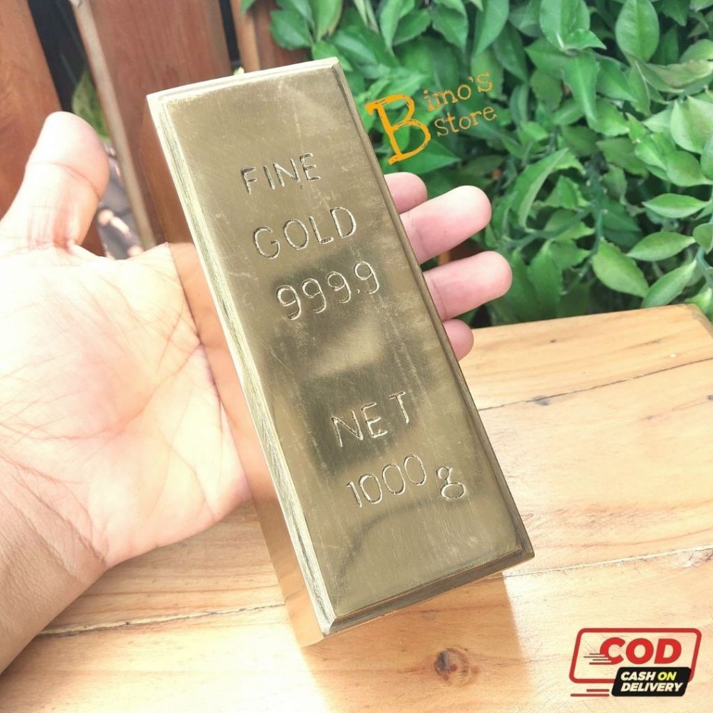 Replika Emas Batangan 1000 gram Replika Logam Mulia Diecast Miniatur Emas Bahan Kuningan