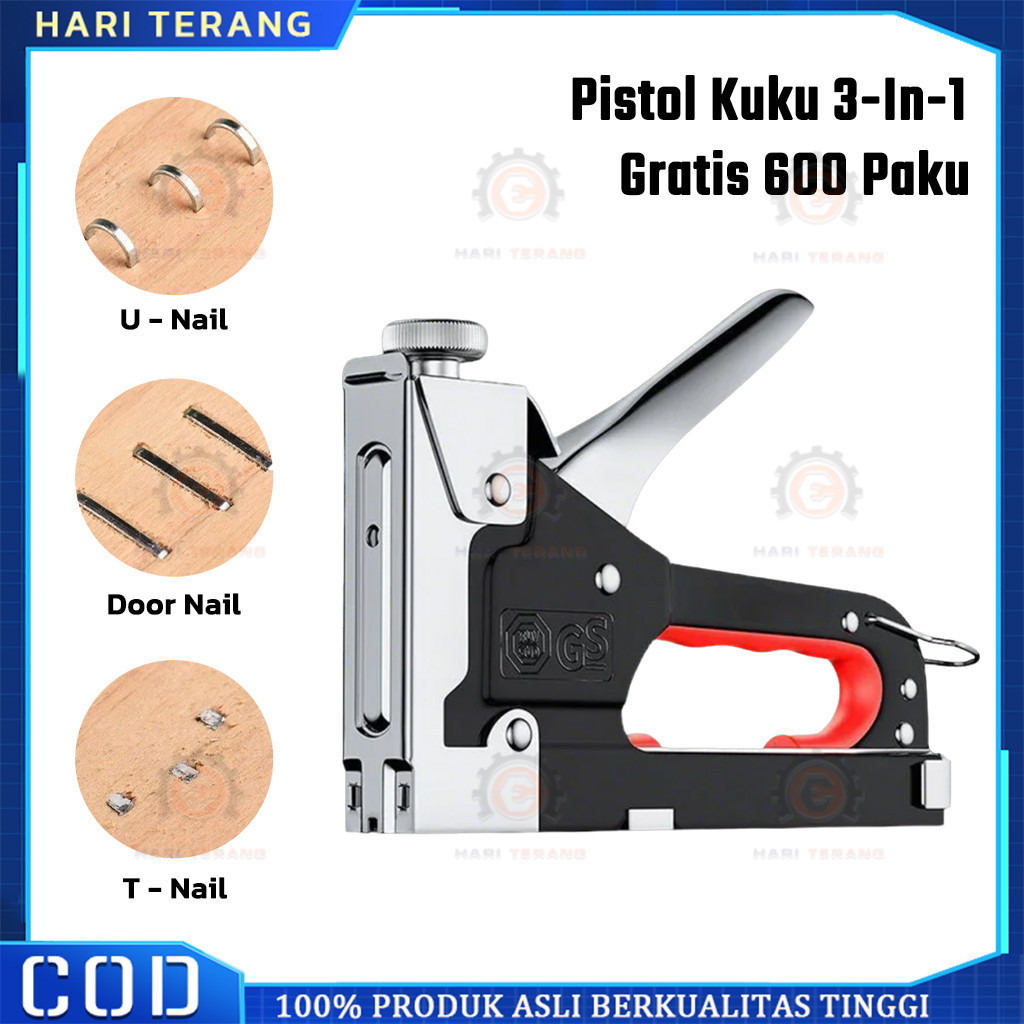 

Gratis 600 Paku / 3 In 1 Stapler Gun / 3 In 1 Pistol Kuku / Staples Tembak Gun Tacker / Powerfull Pistol Stapler / Furnitur DIY Pelapis Pistol Stapler / Dekorasi Rumah Alat Pertukangan / Multifungsi Pistol Stapler