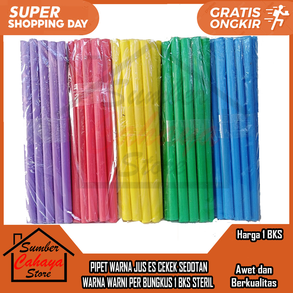 Sedotan Plastik Warna Jus Es Degan Cincau Sedot Minuman Pelastik Panjang Per Pak Pack  Warni Bungkus