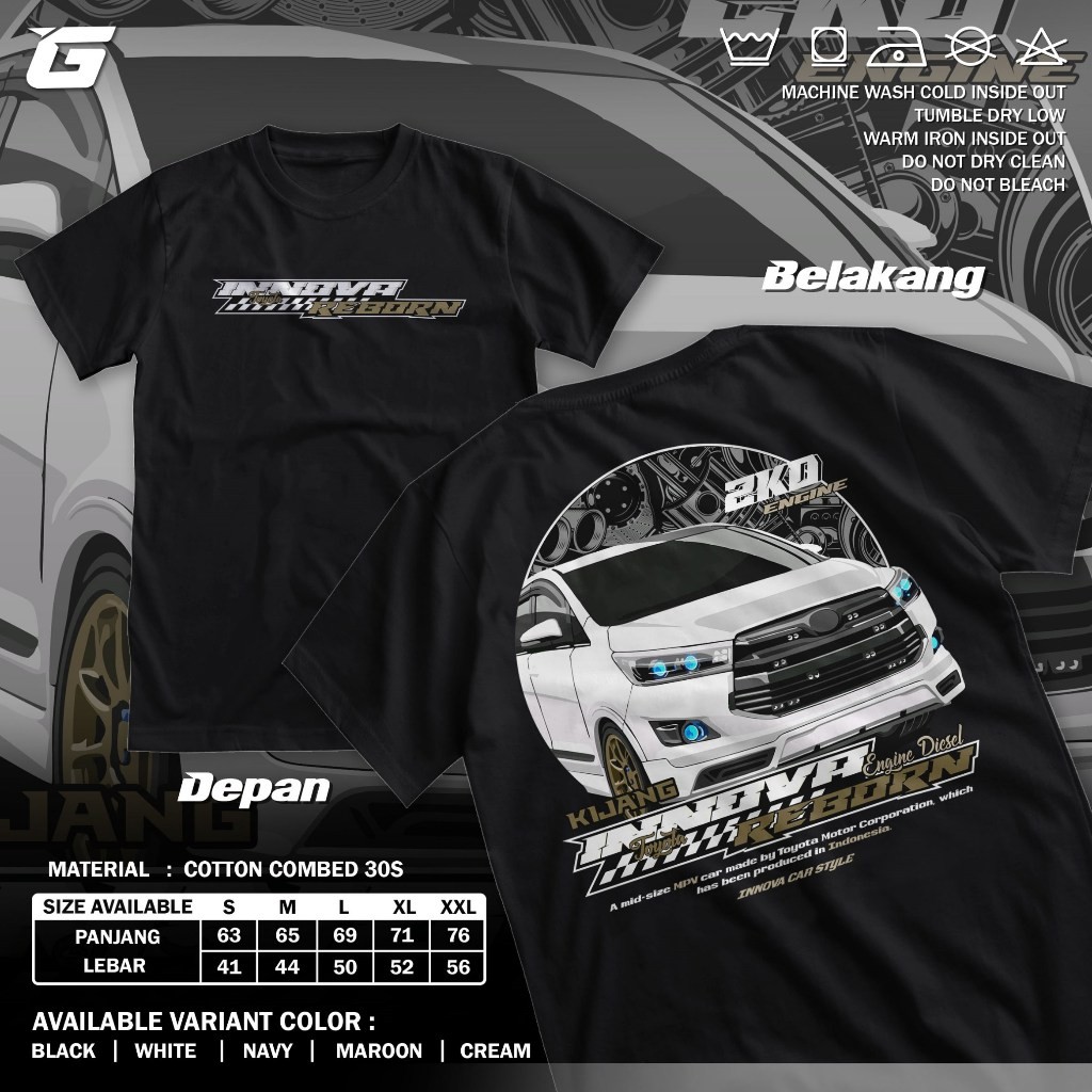 Kaos Toyota Innova Reborn 2KD Engine Diesel Cumi Darat Baju Distro Racing Mobil Tshirt Otomotif