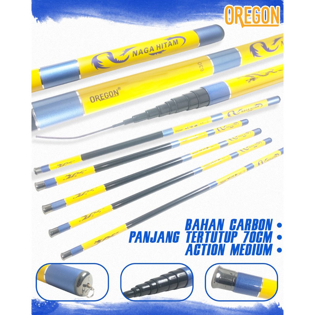 Joran Tegek Oregon Naga Hitam 360 450 540 630 Mentah