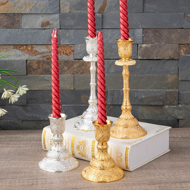 

2pc European Style Metal Candlestick Candles Holders Gold Silver Dropshipping Wedding Ramadan Eid Religion Decorations Home