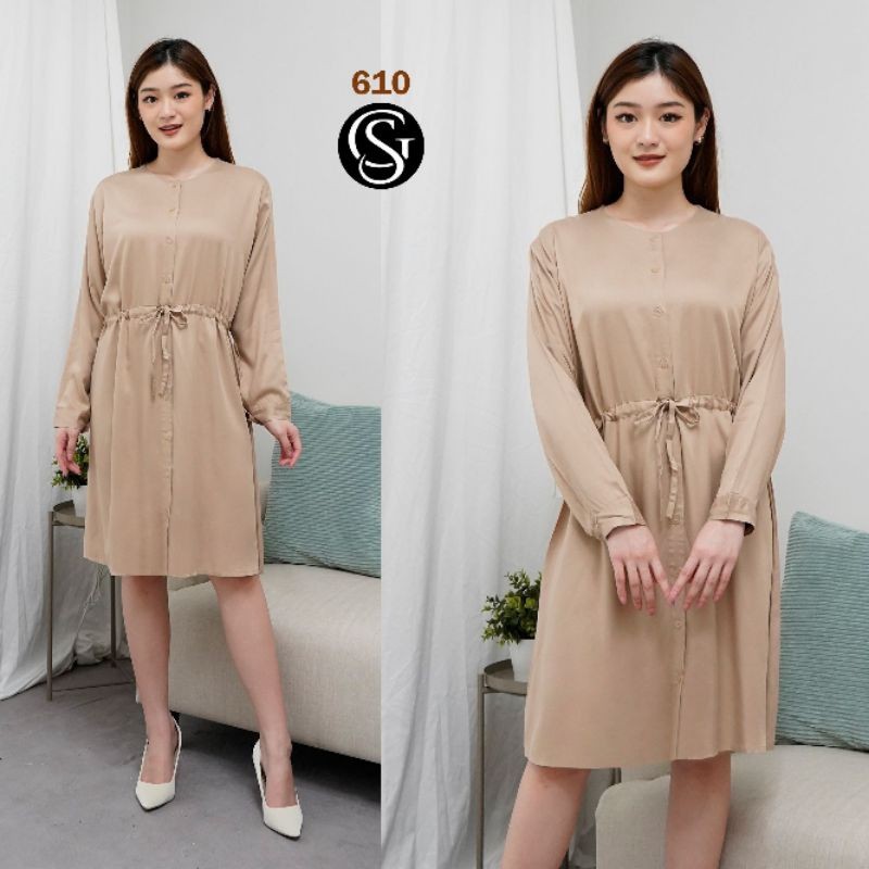 Baju Cewek Atasan Wanita Keren Unik / TUNIK WANITA / TUNIK OBLONG TALI PINGGANG SERUT - 610