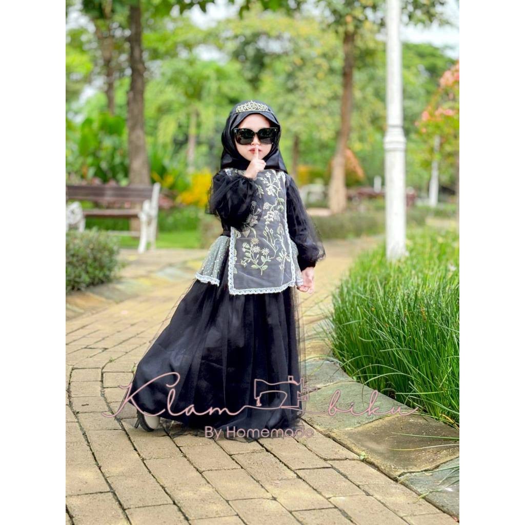 KGE452 Gamis pesta anak perempuan/set gamis anak/baju tari/gaun kondangan/baju muslim/bridesmaid