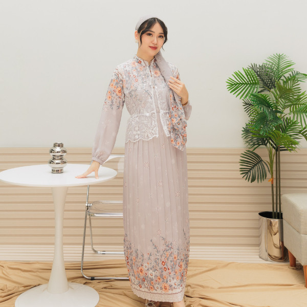 H-NA by HANA Ceruty Brukat Dress Lebaran + Kerudung