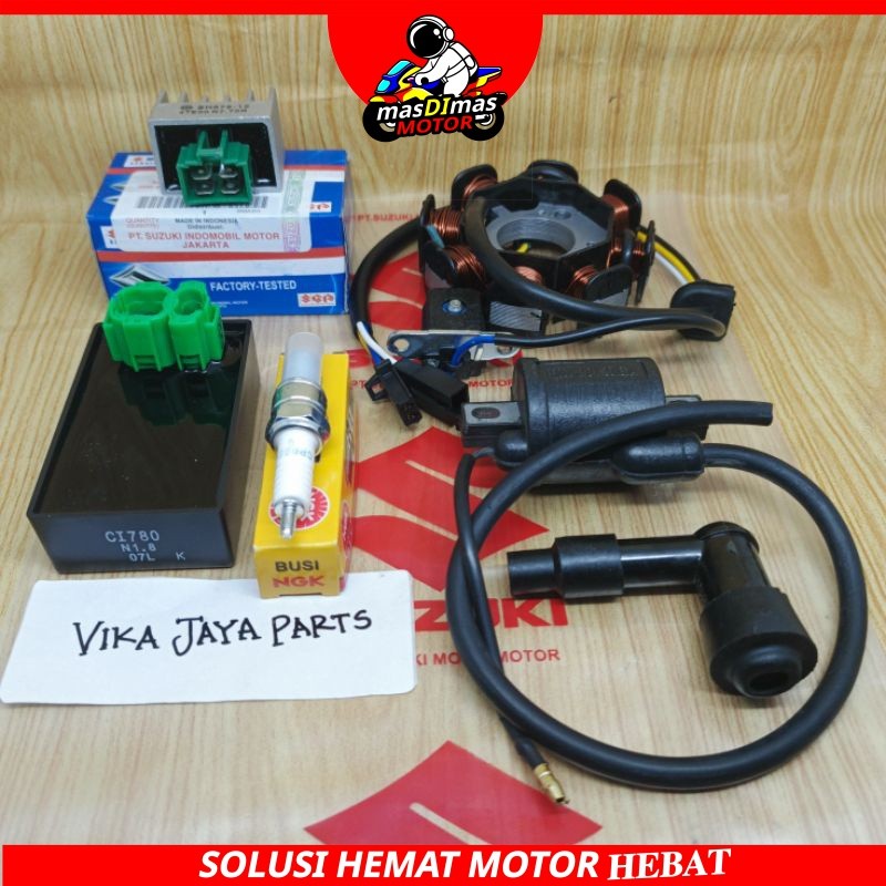 PAKET PENGAPIAN 6ITEM LENGKAP SPUL CDI KOIL KIPROK SUZUKI SHOGUN SP 125 SHOGUN 125 ORI