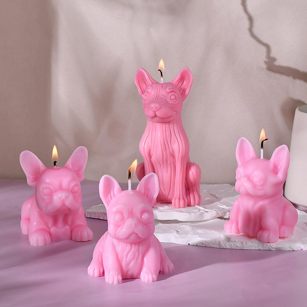

Creative 3D French Bulldog Silicone Candle Mold Animal Puppy Soap Crystal Plaster Mould Chocolate Drink Ice Making Set Pet Gifts