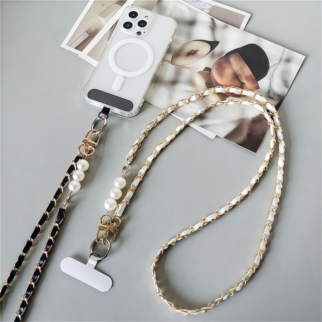 Universal Lanyard Long Crossbody Pearl Pickup Chain for Girl Ladies Anti-lost Phone Lanyard Women's 