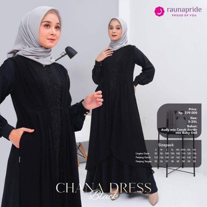 GAMIS RAUNA CHANA DRESS BLACK / GAMIS DEWASA BY RAUNA