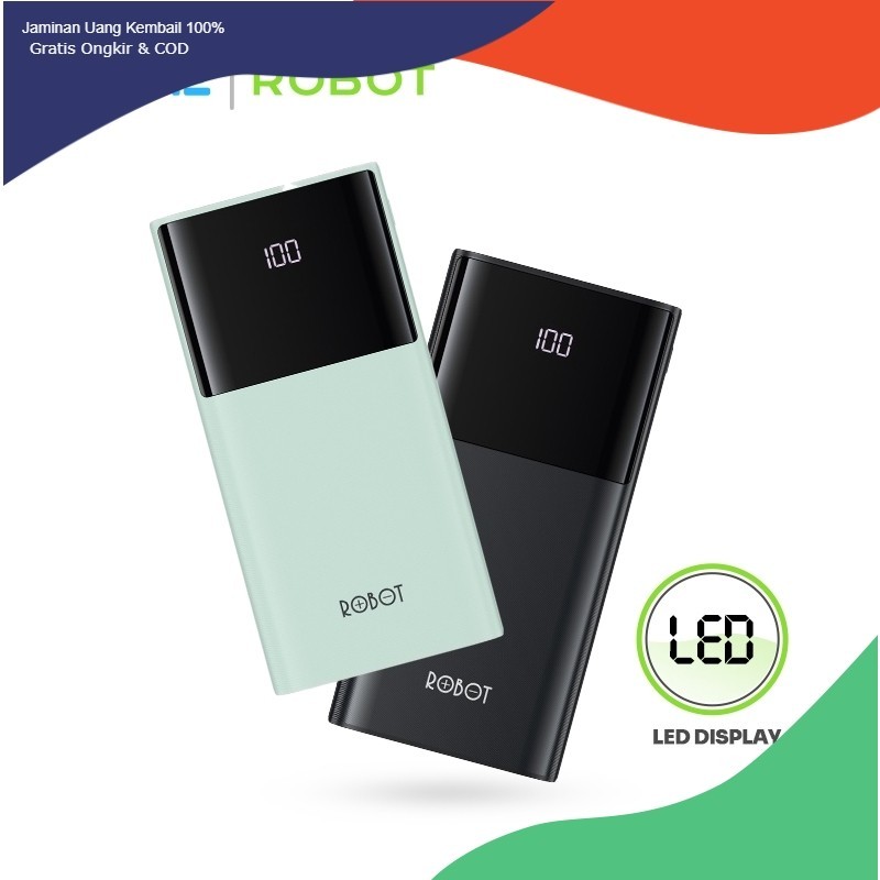 tocao.id PowerBank ROBOT 10000mah / 20000mah RT10 R21 RT 23 RT180 RT190S Dual Input and Output Port 