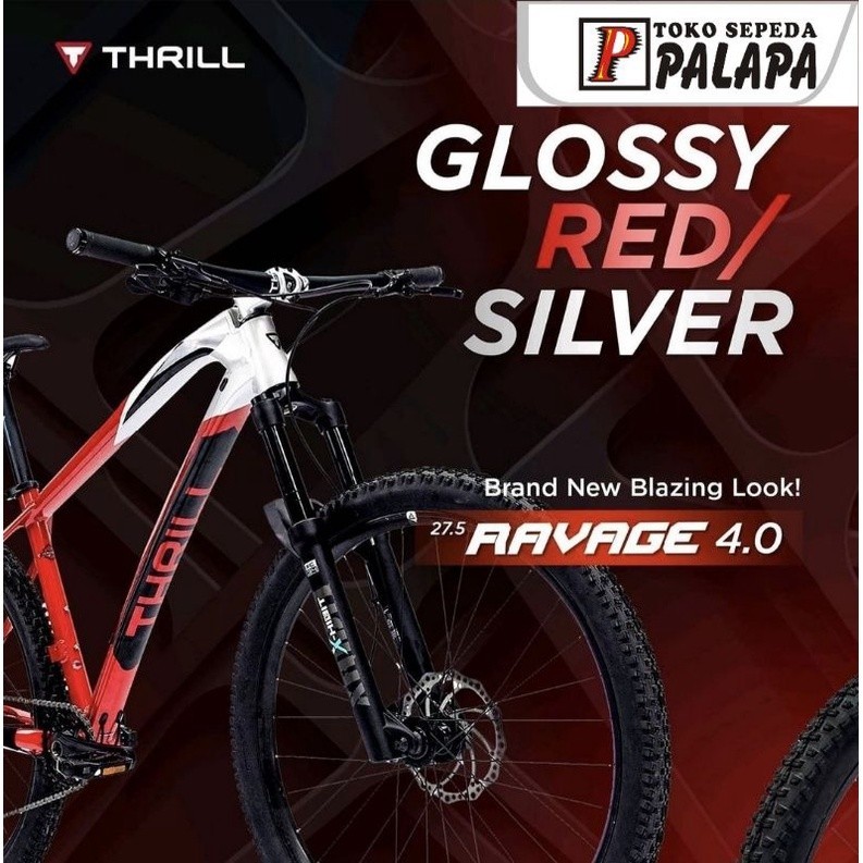 PROMO SPESIAL MTB  27.5 THRILL RAVAGE 4.0 4 Red Silver Sepeda Gunung