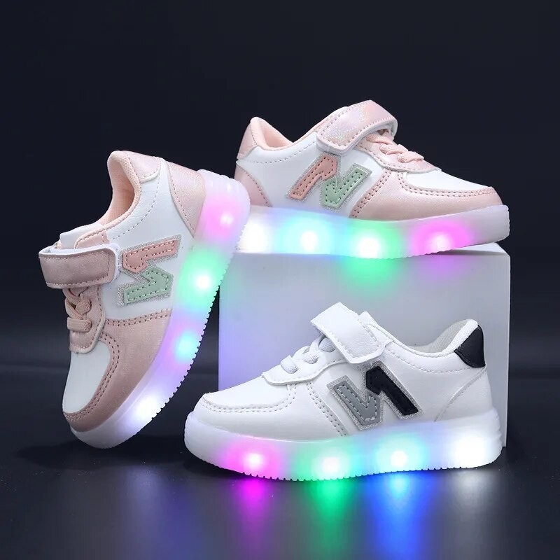 Children Casual Running Shoes With Light LED Boys Girls Sneakers Spring Cartoon Lighted Sport Shoes 