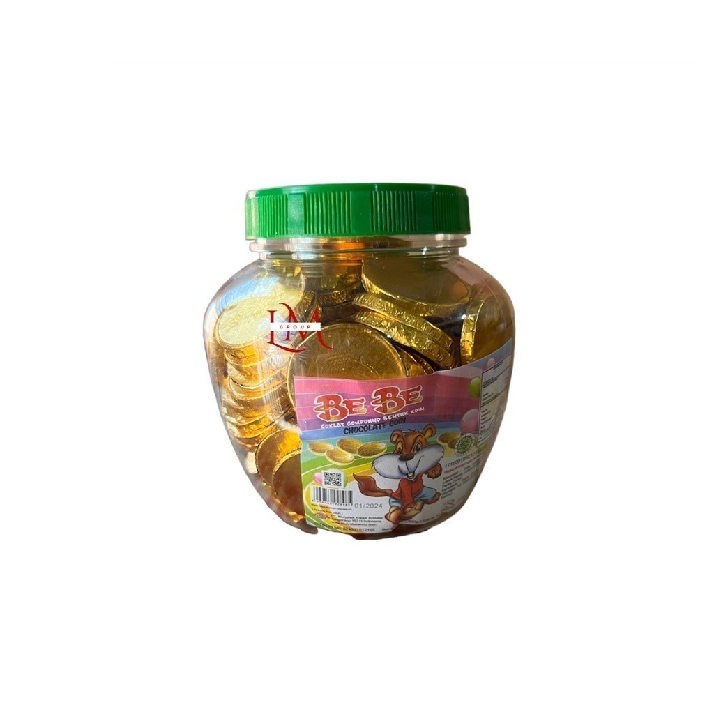 

e Be Be Coin Cokelat Dolar Bentuk Koin 1 Toples isi 100 pcs @3gr