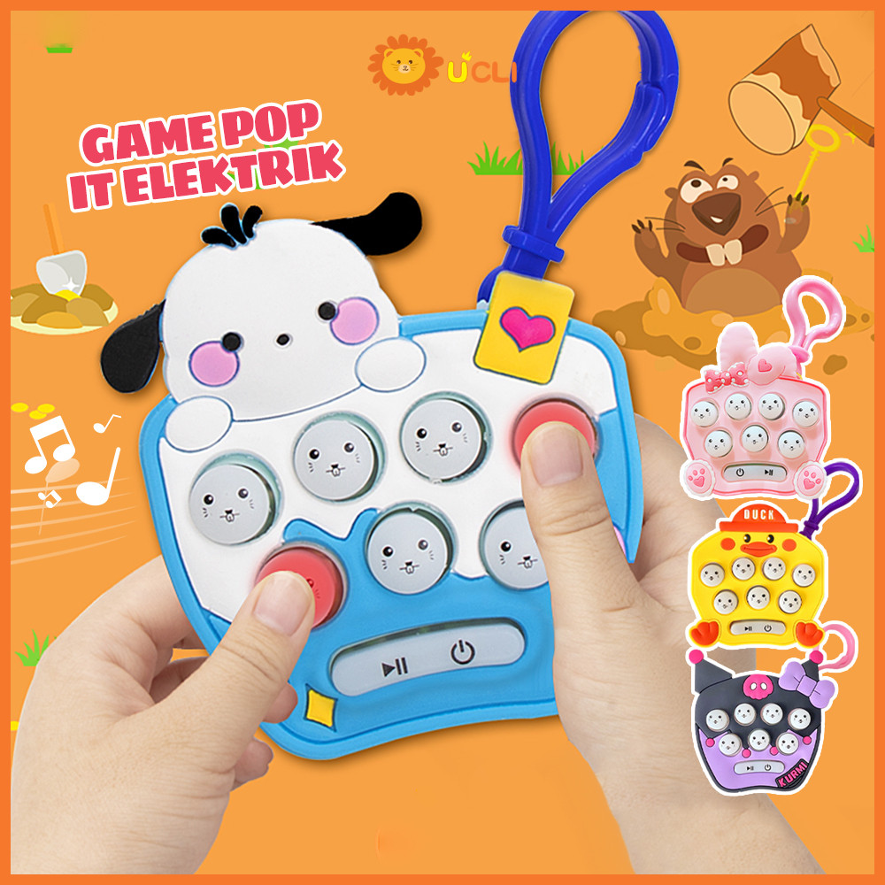 UCLI  Game pop it elektrik mini Gantungan Game Fidget Bubble Karakter Push Hamster Fidget Toys LED+M