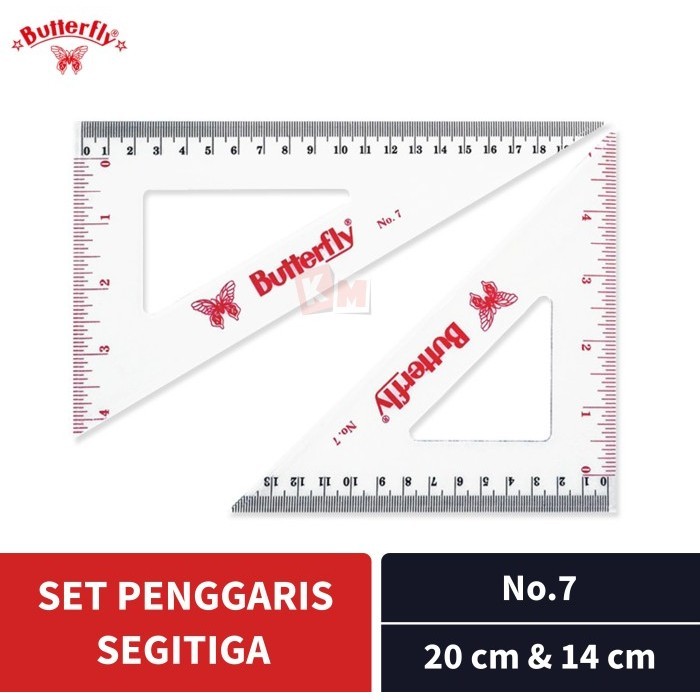 

Set Penggaris Segitiga Butterfly BT No.7 Isi 2 Siku-Siku & Sama Sisi
