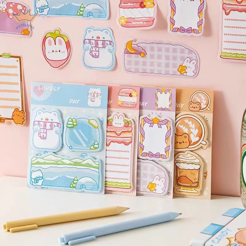 

Kombinasi kreatif kartun nada lengket stiker Kertas memo berbentuk khusus Stiker n-nimes lucu MK