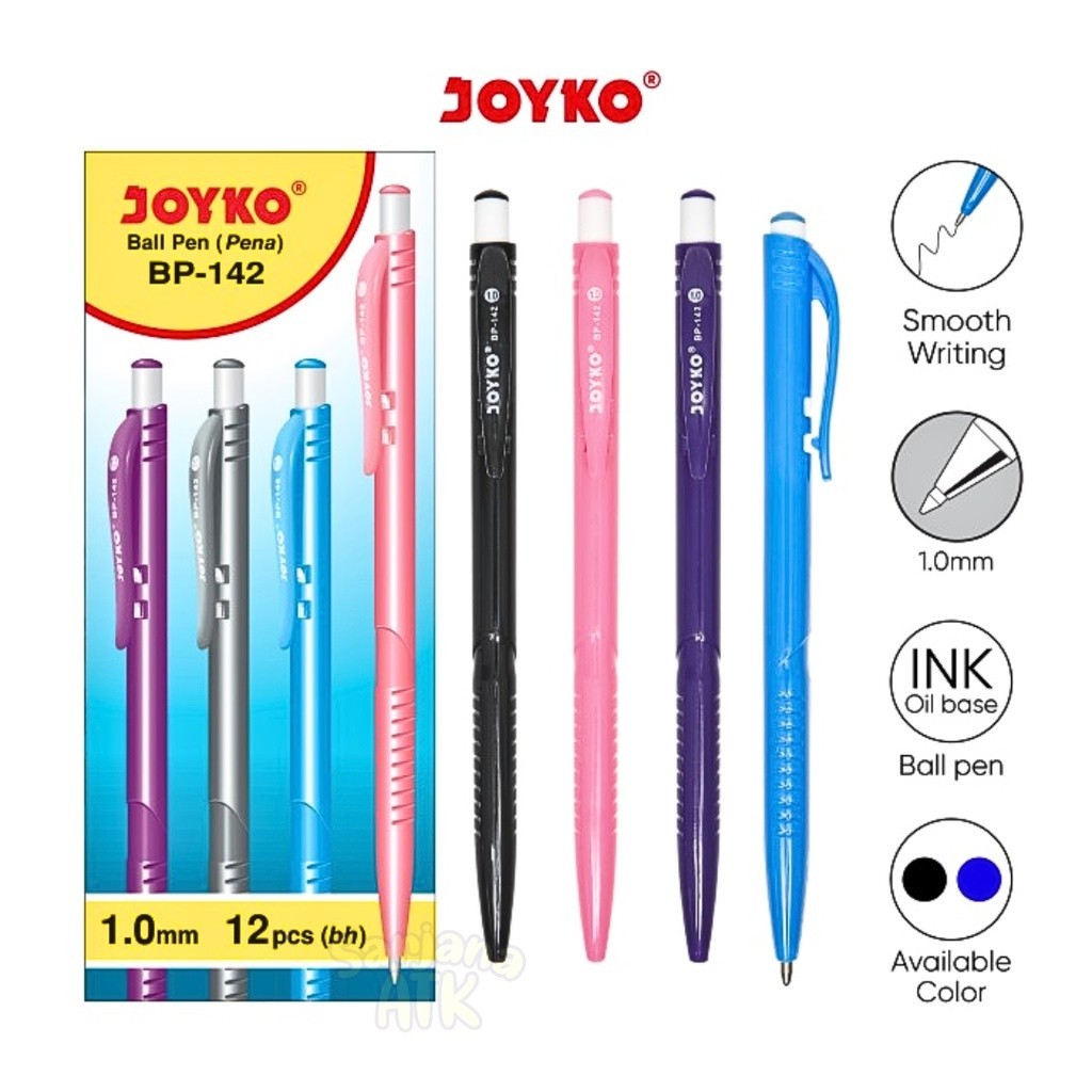 

(12 Pcs) Bulpen Joyko BP-142 Tinta Hitam 1.0mm