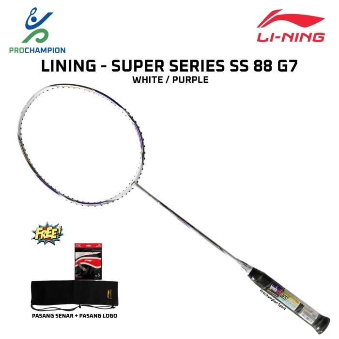 Raket Badminton Lining SS 88 G7 Super Series SS88G7 White Purple