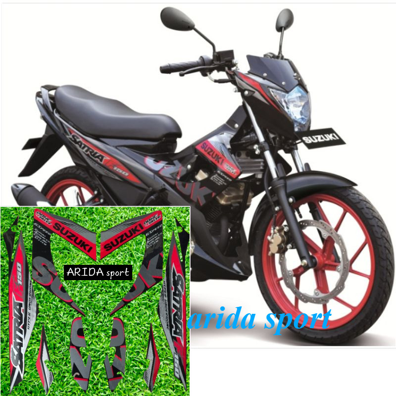 striping stiker  suzuki satria F150 fu f 150 fu hitam silver merah tahun 2015 2016 motif original