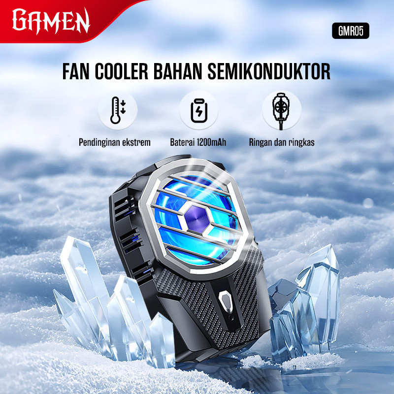 GMR05 COOLER HP DENGAN BATERAI 1200MAH RADIATOR FAN GAMEN HEATSINK PENDINGIN HP BAHAN SEMIKONDUKTOR