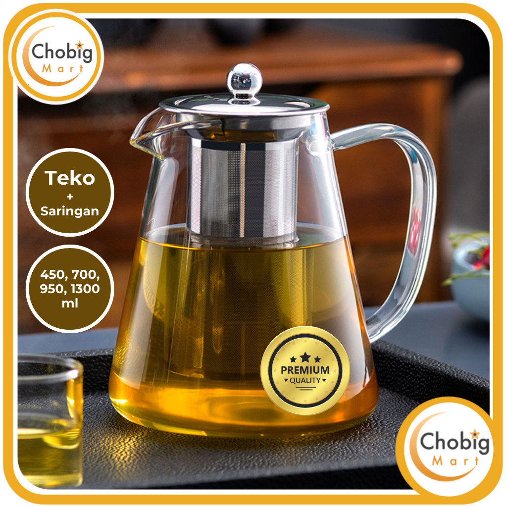 CHOBIG Teko Poci Teh Kaca Gelas Tahan Panas dengan Saringan Glass Teapot TP-760/761