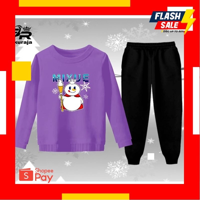 PAYDAY 3.3 | setelan baju celana panjang anak perempuan motif mixue ice cream/umur 3-12 tahun